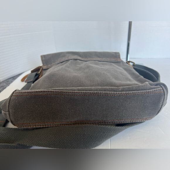 Augur Messenger Unisex Green Brown Vintage Canvas Shoulder Crossbody Purse Bag - Picture 10 of 13